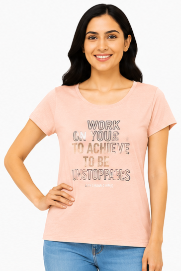Women's Graphic Print Round Neck T-Shirt  XL