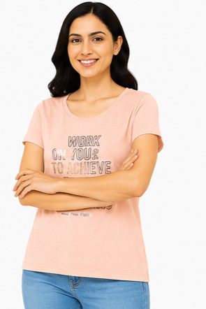 Women's Graphic Print Round Neck T-Shirt  XL