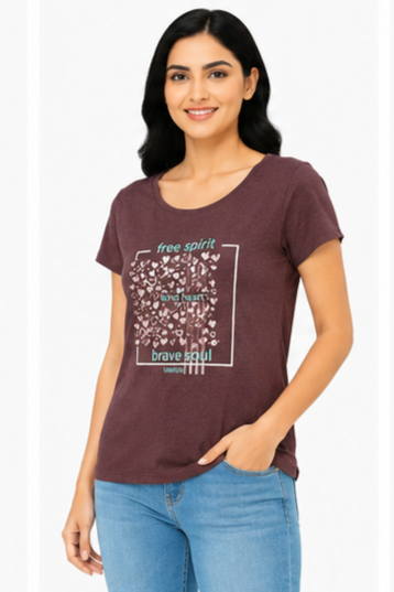 Women's Graphic Print Round Neck T-Shirt  XL
