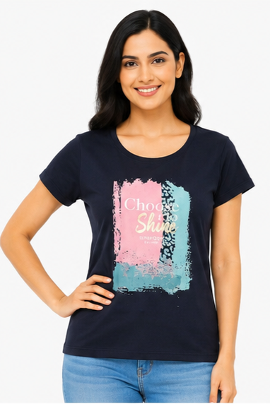 Women's Graphic Print Round Neck T-Shirt  XL