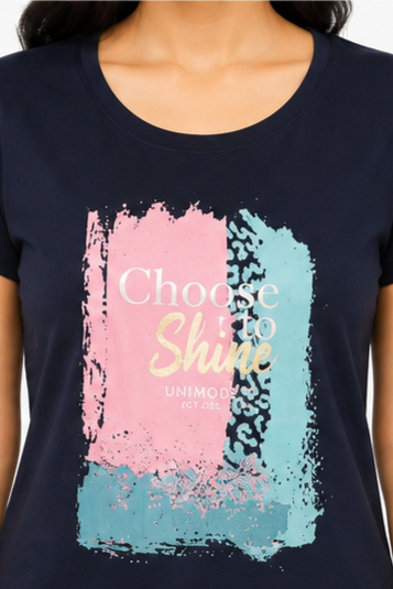 Women's Graphic Print Round Neck T-Shirt  XL